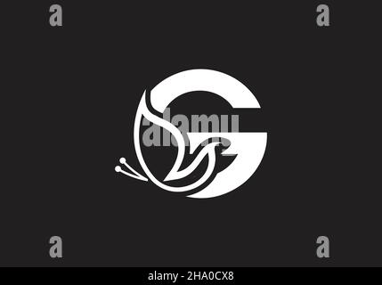 this is a creative letter G add butterfly icon design Stock Vector