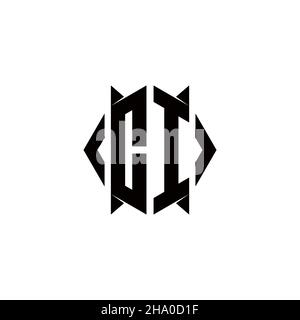CI Logo monogram with shield shape designs template vector icon modern Stock Vector