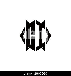 CI Logo monogram with shield shape designs template vector icon modern Stock Vector