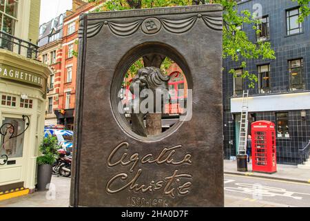 LONDON, GREAT BRITAIN - MAY 22, 2014: It is a monument to the writer Agatha Christie in the heart of Covent Garden. Stock Photo