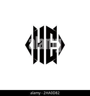 HE Logo monogram with shield shape designs template vector icon modern Stock Vector