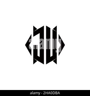 JU Logo monogram with shield shape designs template vector icon modern Stock Vector