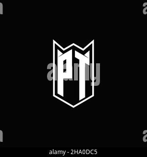 PT Logo monogram with shield shape designs template vector icon modern Stock Vector