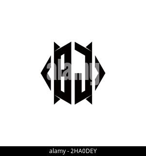 BJ Logo monogram with shield shape designs template vector icon modern Stock Vector