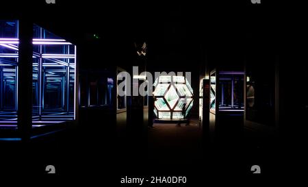 London, Greater London, England, December 04 2021: Indoor light display underneath the Marble Arch Mound Stock Photo