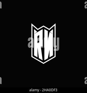 RN Logo monogram with shield shape designs template vector icon modern Stock Vector