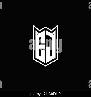 EJ Logo monogram with shield shape designs template vector icon modern Stock Vector