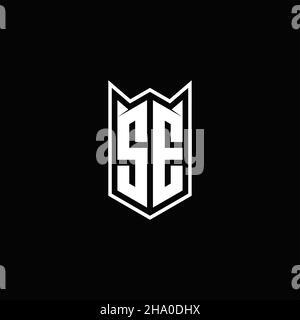 SE Logo monogram with shield shape designs template vector icon modern Stock Vector