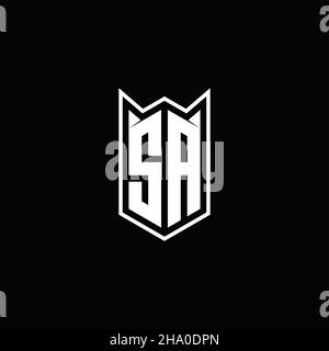 SA Logo monogram with shield shape designs template vector icon modern Stock Vector