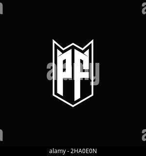 PF Logo monogram with shield shape designs template vector icon modern Stock Vector
