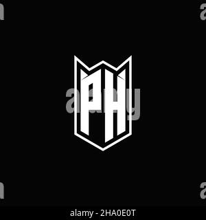 PH Logo monogram with shield shape designs template vector icon modern Stock Vector