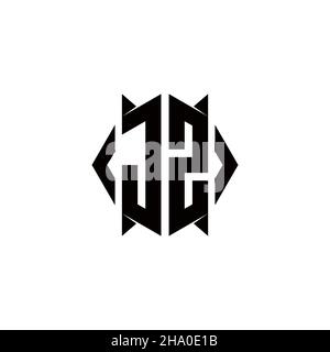 JZ Logo monogram with shield shape designs template vector icon modern Stock Vector