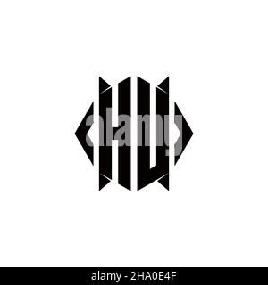 HU Logo monogram with shield shape designs template vector icon modern Stock Vector