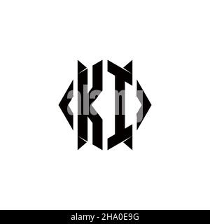 KI Logo monogram with shield shape designs template vector icon modern Stock Vector