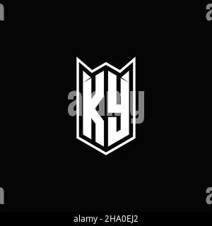 KY Logo monogram with shield shape designs template vector icon modern Stock Vector