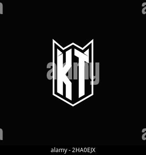 KT Logo monogram with shield shape designs template vector icon modern Stock Vector