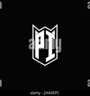 PI Logo monogram with shield shape designs template vector icon modern Stock Vector