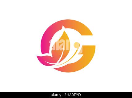 this is a creative letter G add butterfly icon design Stock Vector