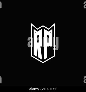 RP Logo monogram with shield shape designs template vector icon modern Stock Vector