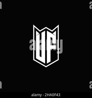 UF Logo monogram with shield shape designs template vector icon modern Stock Vector