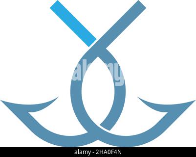 Fishing hook icon logo design illustration template Stock Vector