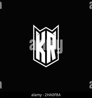 KR Logo monogram with shield shape designs template vector icon modern Stock Vector