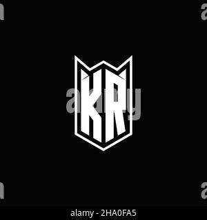 KR Logo monogram with shield shape designs template vector icon modern Stock Vector