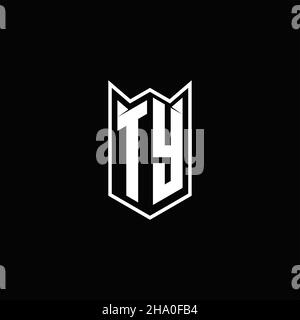 TY Logo monogram with shield shape designs template vector icon modern Stock Vector