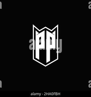PP Logo monogram with shield shape designs template vector icon modern Stock Vector