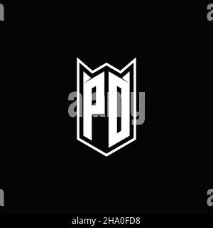 PD Logo monogram with shield shape designs template vector icon modern Stock Vector
