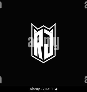 RJ Logo monogram with shield shape designs template vector icon modern Stock Vector