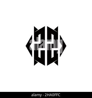 ZZ Logo monogram with shield shape designs template vector icon modern Stock Vector
