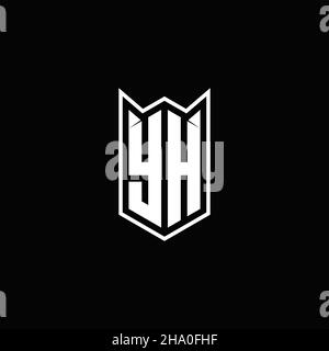 YH Logo monogram with shield shape designs template vector icon modern Stock Vector