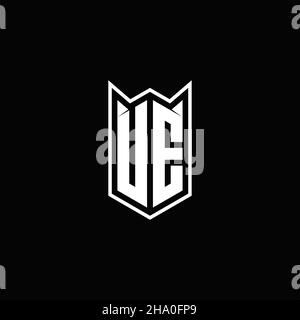 UE Logo monogram with shield shape designs template vector icon modern Stock Vector