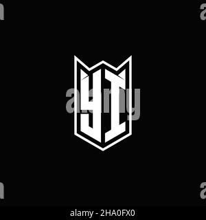 YI Logo monogram with shield shape designs template vector icon modern Stock Vector