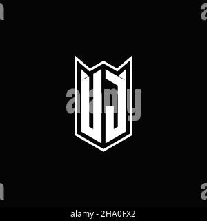 UJ Logo monogram with shield shape designs template vector icon modern Stock Vector