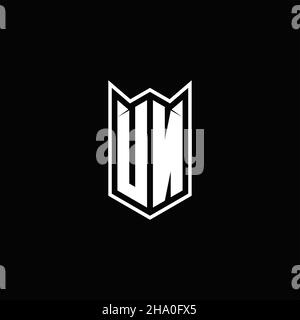 UN Logo monogram with shield shape designs template vector icon modern Stock Vector