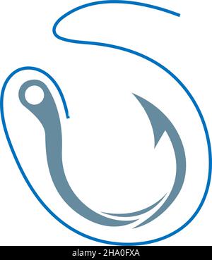 Fishing hook icon logo design illustration template Stock Vector