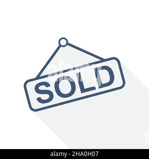 Sold vector illustration, real estate information flat design icon in eps 10 Stock Vector