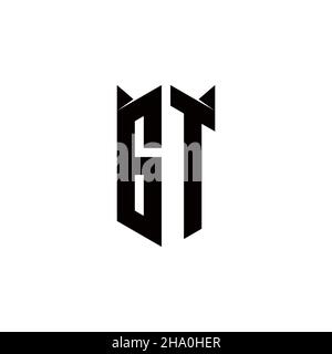 GT Logo monogram with shield shape designs template vector icon modern Stock Vector