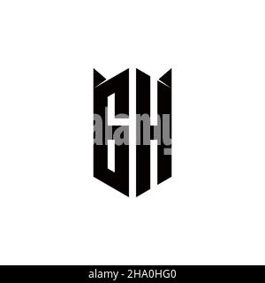 GH Logo monogram with shield shape designs template vector icon modern Stock Vector