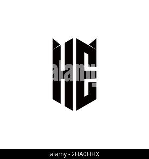 HE Logo monogram with shield shape designs template vector icon modern Stock Vector