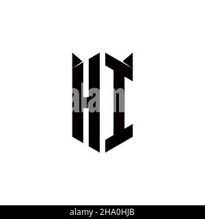 HI Logo monogram with shield shape designs template vector icon modern Stock Vector