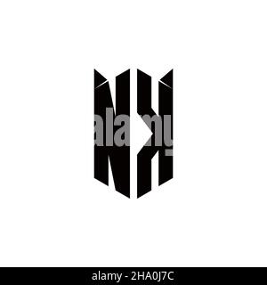 NK Logo monogram with shield shape designs template vector icon modern Stock Vector