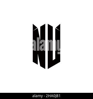 NU Logo monogram with shield shape designs template vector icon modern Stock Vector