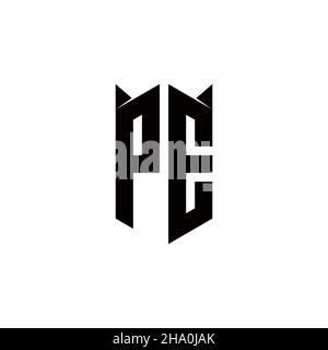 PE Logo monogram with shield shape designs template vector icon modern Stock Vector