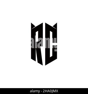 RC Logo monogram with shield shape designs template vector icon modern Stock Vector