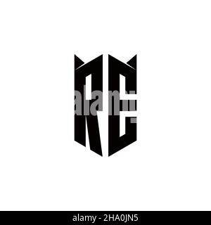 RE Logo monogram with shield shape designs template vector icon modern Stock Vector