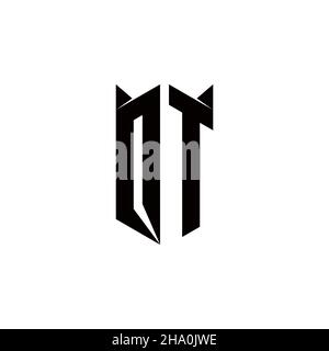 QT Logo monogram with shield shape designs template vector icon modern Stock Vector