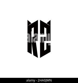 RZ Logo monogram with shield shape designs template vector icon modern Stock Vector